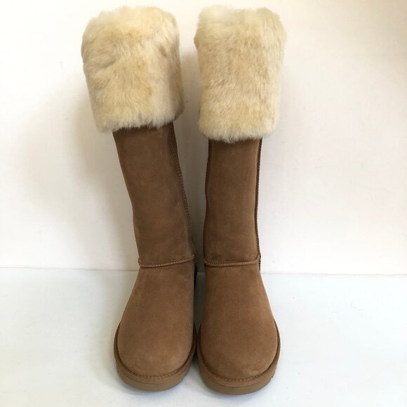 UGG BAILEY OVER THE KNEE CHESTNUT WATER RESISTANT SHEARLING BOOTS US 9 - Picture 3 of 5